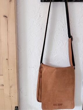 Full Send Tan Leatherette Messenger Bag for Men